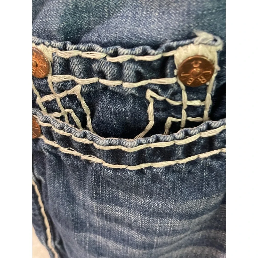 True Religion Jeans Mens 44 Blue Ricky Relaxed Straight Super T Stitching